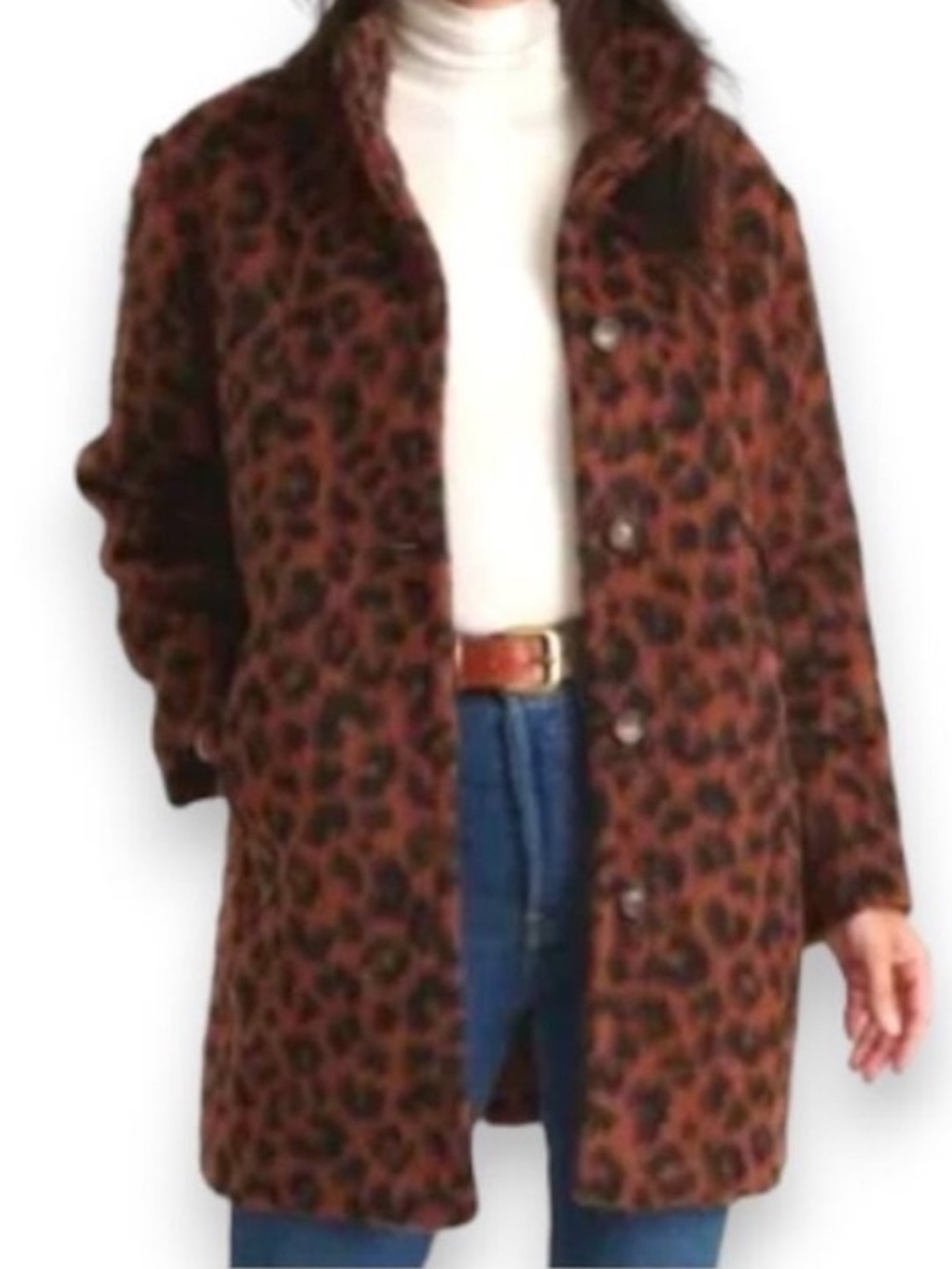 Marine Layer Stephanie Cocoon Coat S Leopard Cheetah Wool Blend
